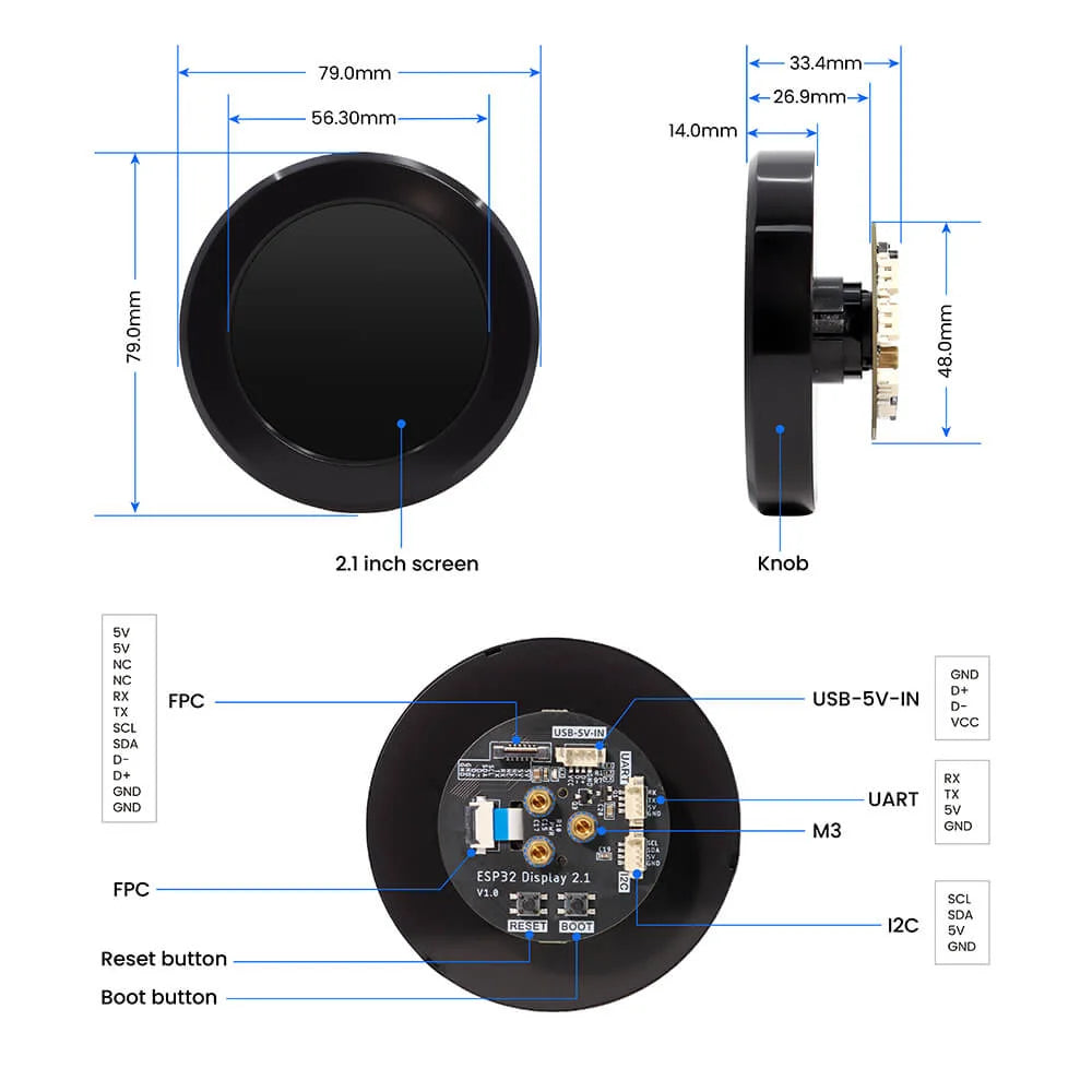 CrowPanel 2.1inch ESP32 Rotary Ekran 480*480 IPS